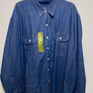 Dickies Men's Button-Up Chest Pockets Long Sleeve Denim Blue Shirt Size 3XL NWT